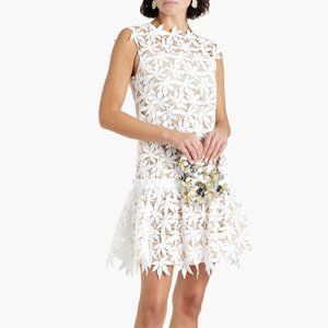 Oscar de la Renta Gathered Guipure Lace Mini Dress